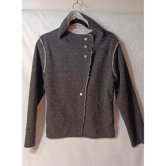 Dylan Womens Jacket Small Gray Faux Fur Lined Long Sleeve Buttons Soft - Picture 2 of 11